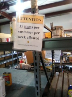 Regulation for the store room